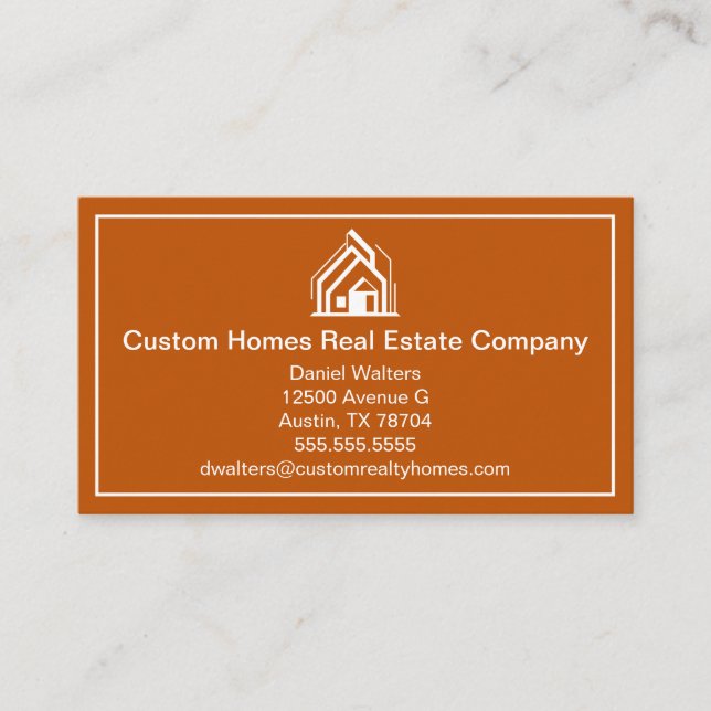 Carte De Visite Burnt Orange Real Estate Company House (Devant)