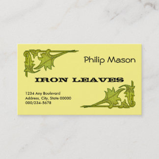 Carte De Visite Bus. Card - Leafy Brackets in Green