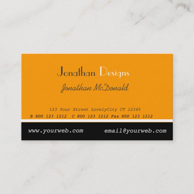 Carte De Visite Business Bold Orange. (Devant)