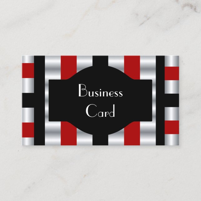 Carte De Visite Business Card Elegant Stripe Red White Black (Devant)