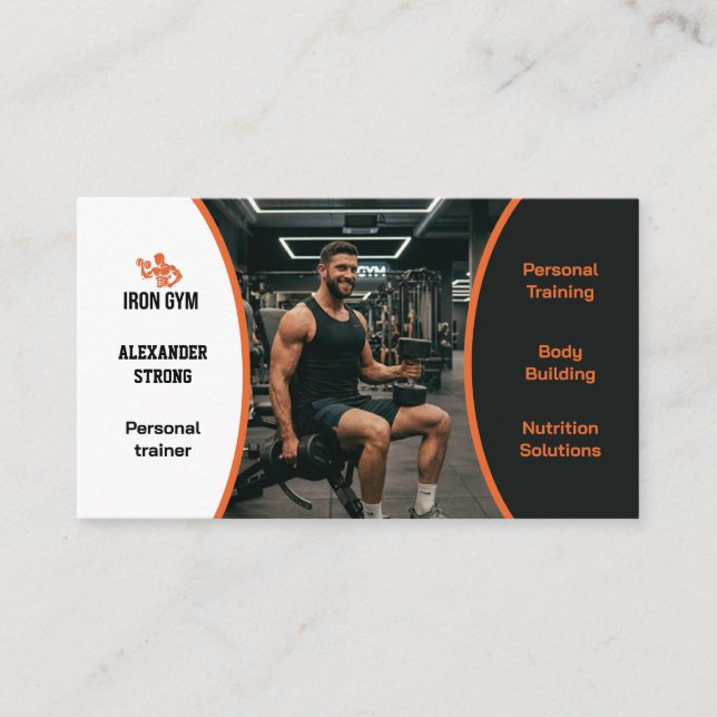 Carte De Visite Business card fitness trainer body building gym (Devant)