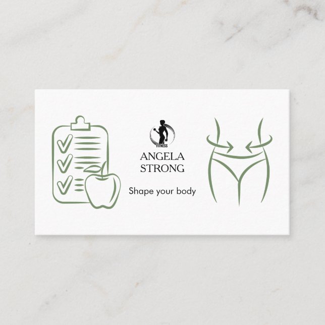 Carte De Visite Business card for a fitness trainer or nutritionis (Devant)