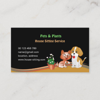 Carte De Visite business card for Pet & Plants Sitting Service