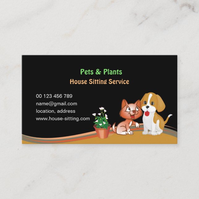 Carte De Visite business card for Pet & Plants Sitting Service (Devant)
