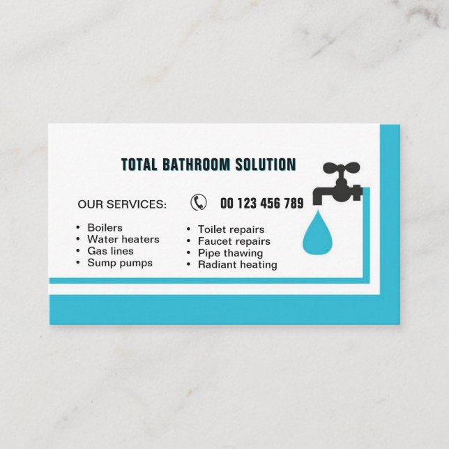 Carte De Visite business card for plumber & handyman (Devant)