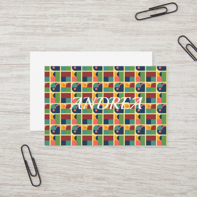 Carte De Visite Business Card – Modern Abstract Geometric Design (Devant/Arrière en situation)
