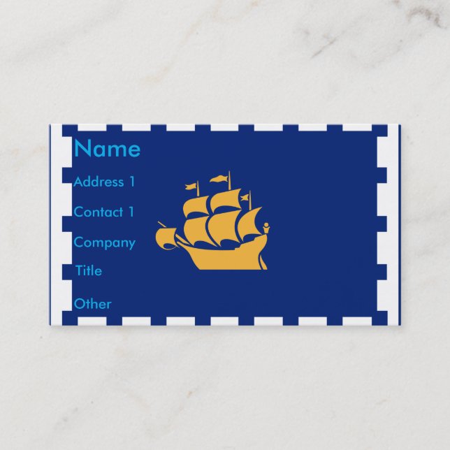 Carte De Visite Business Card with Flag of Quebec City, Canada (Devant)