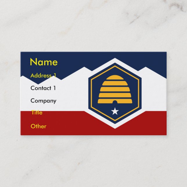 Carte De Visite Business Card with Flag of Utah, USA (Devant)