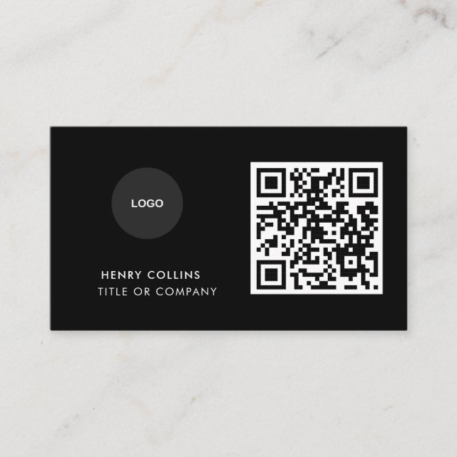 Carte De Visite Business Card with QR Code | Black Modern Design (Devant)