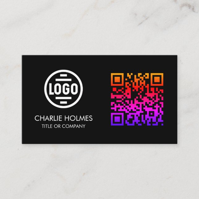 Carte De Visite Business Card with QR Code | Black Modern Design (Devant)