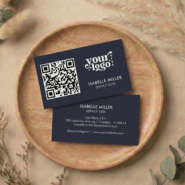 Carte De Visite Business Card with QR Code | Modern Navy Design (Business Card with QR Code | Modern Navy Design)
