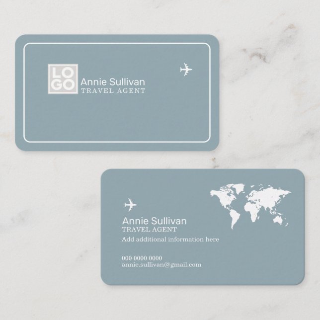 Carte De Visite Business Card with Travel Agency Logo (Devant / Derrière)