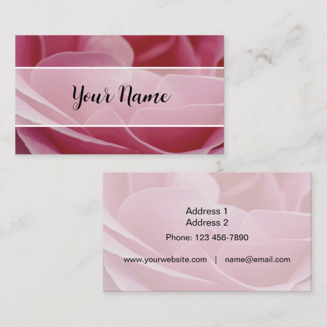 Carte De Visite Business Cards - Rose-01 (Devant / Derrière)