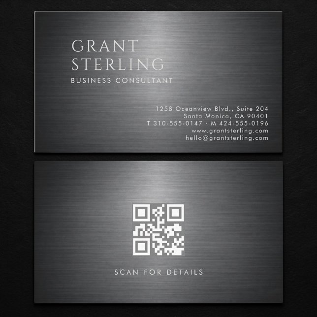 Carte De Visite Business Consultant Metallic QR Code (Créateur téléchargé)