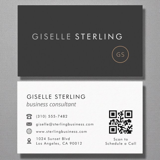 Carte De Visite Business Consultant QR Code Luxe Noir (Créateur téléchargé)