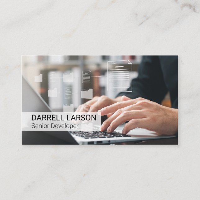 Carte De Visite Business Man Working on Laptop (Devant)