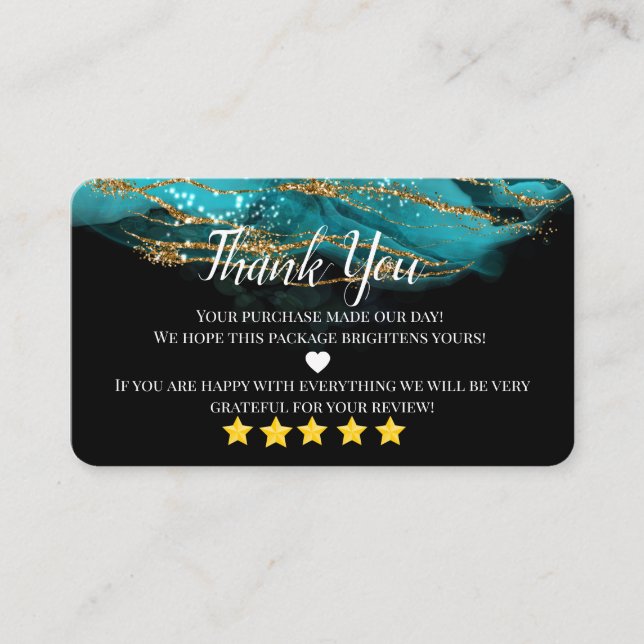 Carte De Visite business merci maison or turquoise coeur busine (Devant)