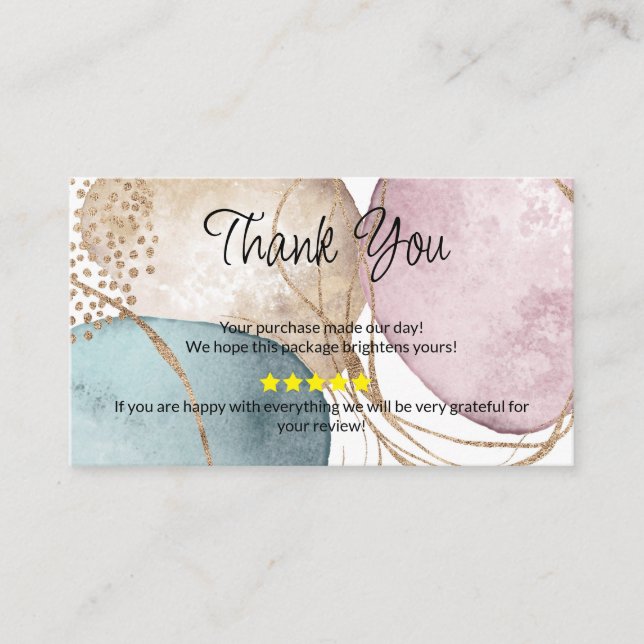 Carte De Visite business merci maison rose et or parties scintilla (Devant)