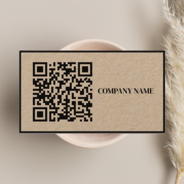 Carte De Visite Business QR Code & Logo l Modern Rustic Black (Créateur téléchargé)