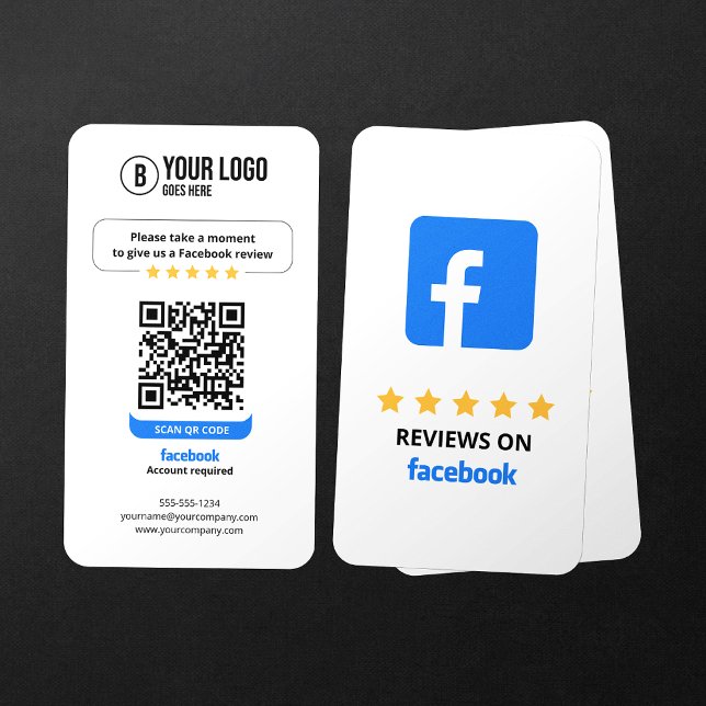 Carte De Visite Business Review Link Facebook Reviews QR Code (Créateur téléchargé)
