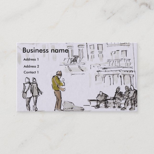 Carte De Visite Busker jouant de la guitare (Devant)