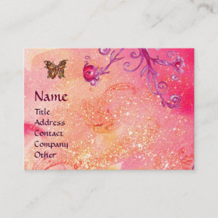 CARTE DE VISITE BUTTERFER EN ÉCLAIRAGE, ROSE, PURPLE SWIRLS MONOGR