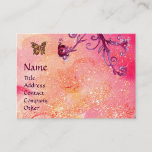 CARTE DE VISITE BUTTERFER EN ÉCLAIRAGE, ROSE, PURPLE SWIRLS MONOGR