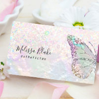 butterfly logo faux pastel glitter business card