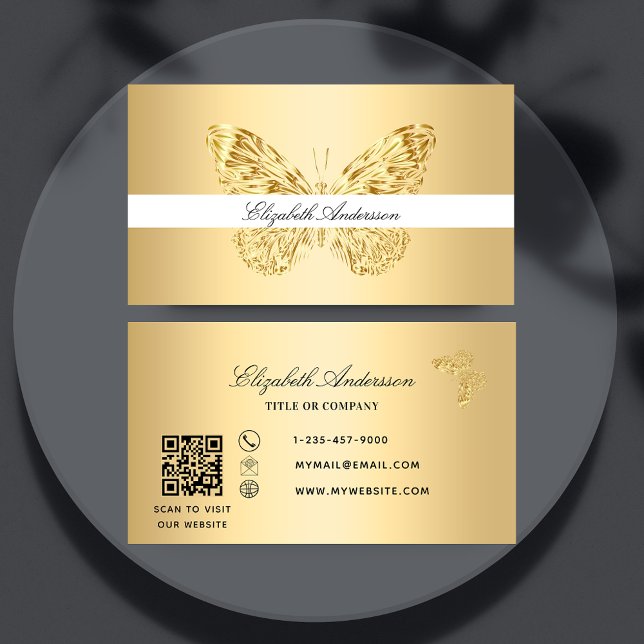 Carte De Visite Butterfly or code QR élégant script (Créateur téléchargé)