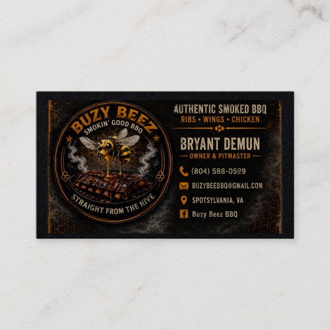 Carte De Visite Buzy Bee BBQ (Devant)