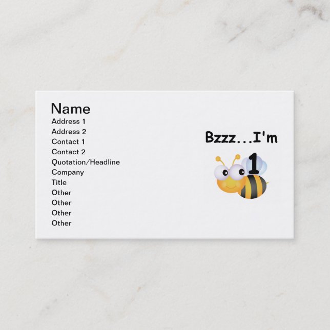 Carte De Visite Buzz Bumblebee 1er Anniversaire T-shirts et cadeau (Devant)