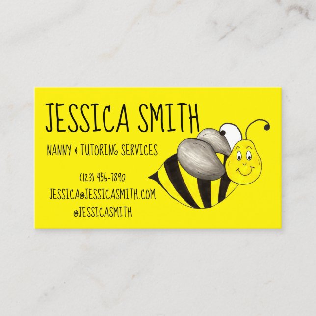 Carte De Visite Buzz de l'insecte du bourdon d'abeille jaune noir (Devant)