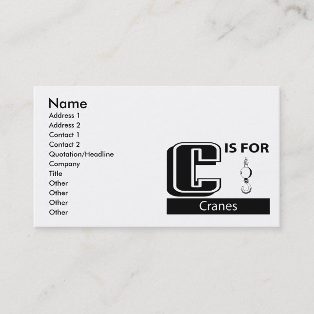 Carte De Visite C est pour des grues (Devant)