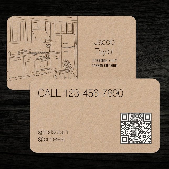 Carte De Visite Cabine de cuisine QR (Kitchen Cabinet QR Business Cards)