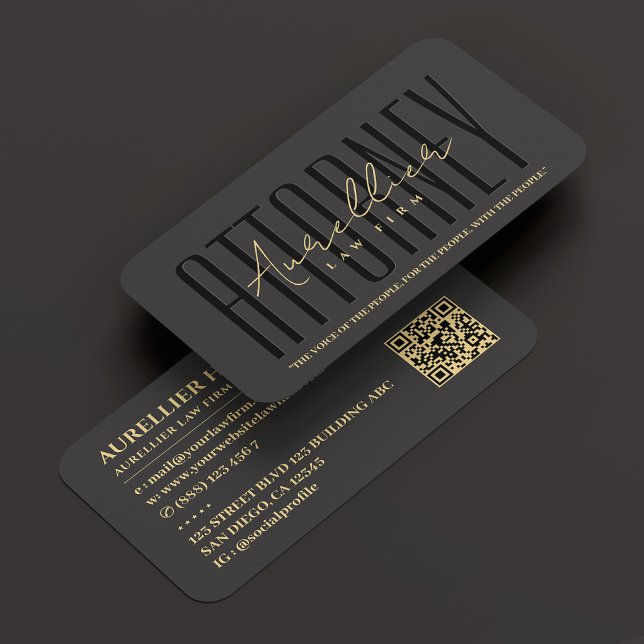 Carte De Visite Cabinet d'avocats professionnels moderne Noir (Modern Professional Attorney Law Firm Black Business Card
)