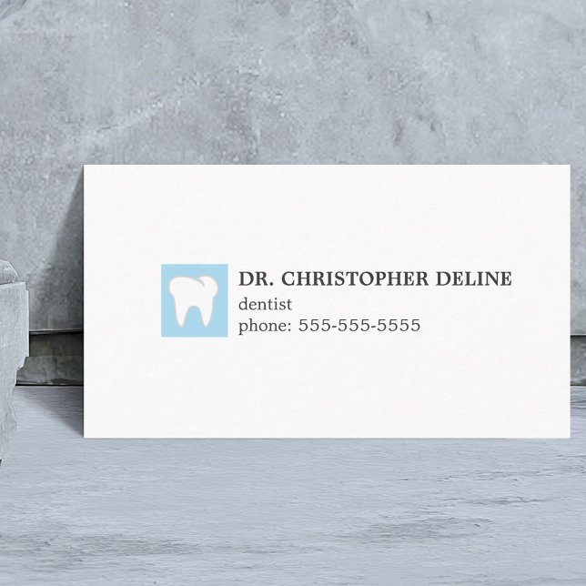 Carte De Visite Cabinet Dentaire Élégant Blanc & Bleu Clair (Créateur téléchargé)