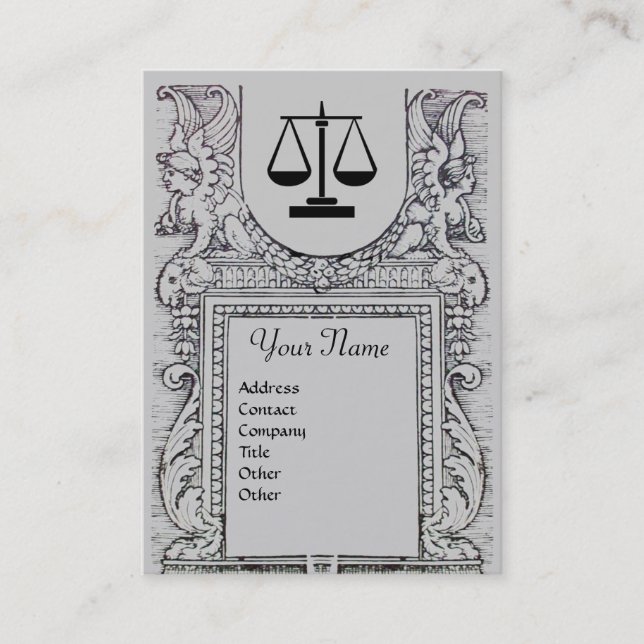 Carte De Visite CABINET JURIDIQUE, AVOCAT Monogramme, gris (Devant)