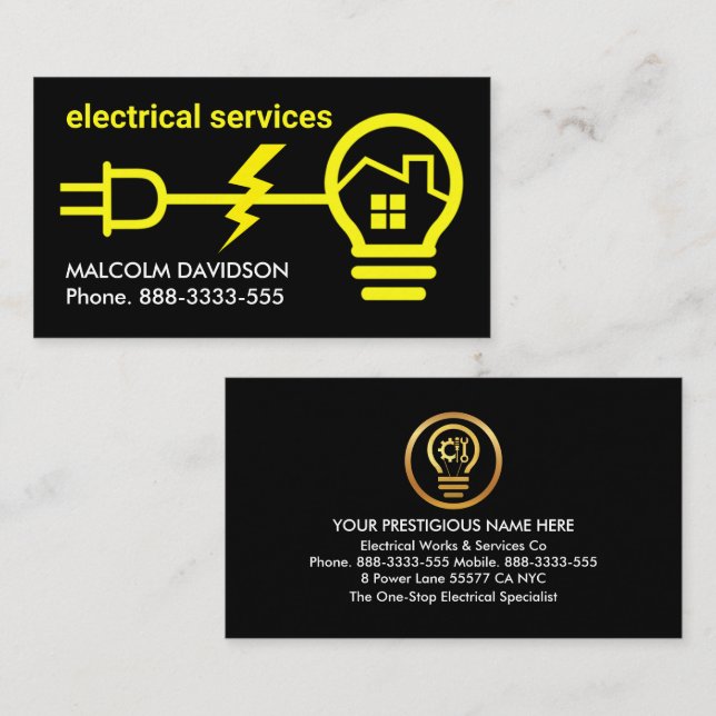 Carte De Visite Câblage de la prise d'alimentation à bulbe jaune v (Devant / Derrière)