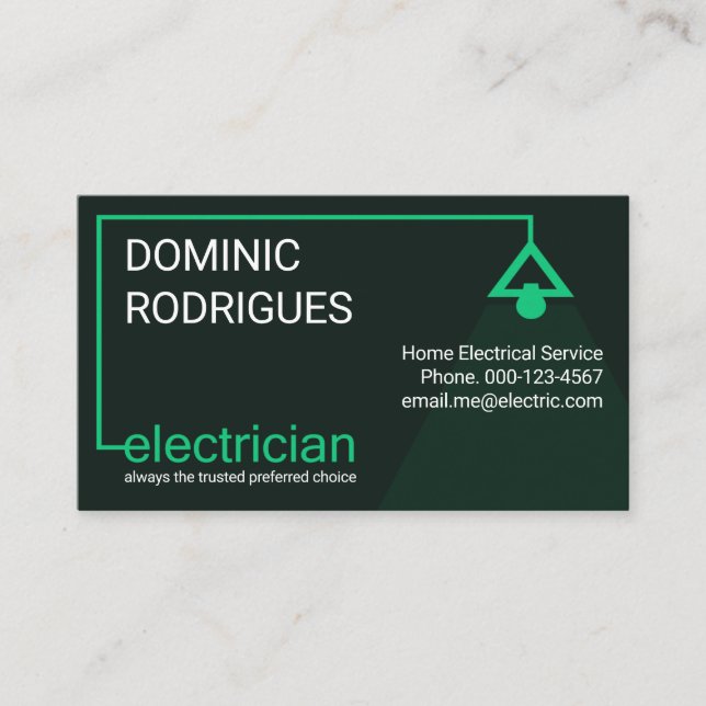 Carte De Visite Câble électrique vert de l'électricien Abat-jour l (Devant)