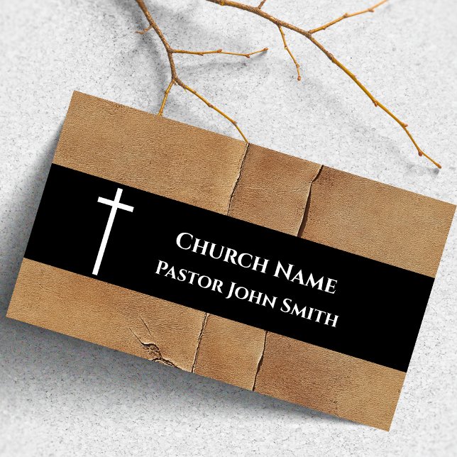 Carte De Visite Cache Rustique Désertique Cuir Brun Église (Rustic Desert Hide Brown Leather Church Business Card)