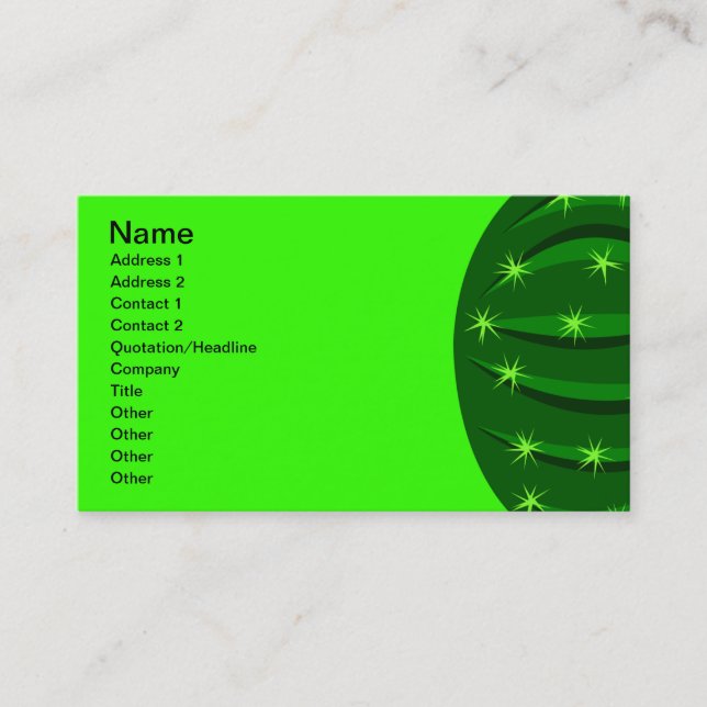Carte De Visite Cactus3 Vector GREEN SPARKLE CACTUS CACTI CARTOUCH (Devant)