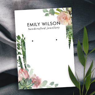 CARTE DE VISITE CACTUS BLANC PROTÉA FOLIAGE STUD EARRING AFFICHAGE