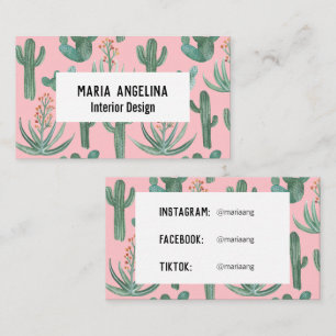 Carte De Visite Cactus du désert et Aquarelle des succulents