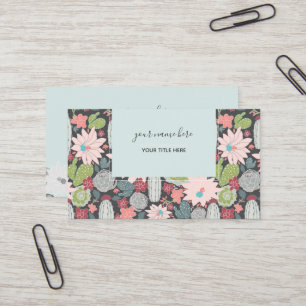 Carte De Visite Cactus Et Succulent Plante Greens Pink Motif