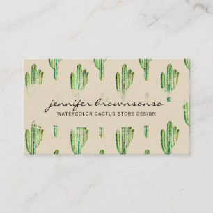 Carte De Visite Cactus Mignon Fleur Vert Crème Beige