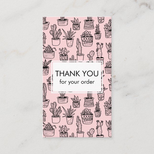 Carte De Visite Cactus mignons et succulents Code QR Merci de comm (Devant)