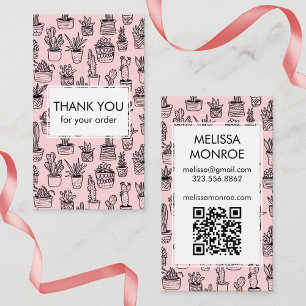 Carte De Visite Cactus mignons et succulents Code QR Merci de comm