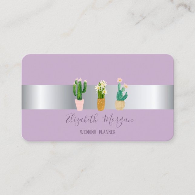 Carte De Visite Cactus Professionnel moderne Succulent Violet (Devant)