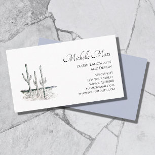 Carte De Visite Cactus sud-ouest du désert noir blanc