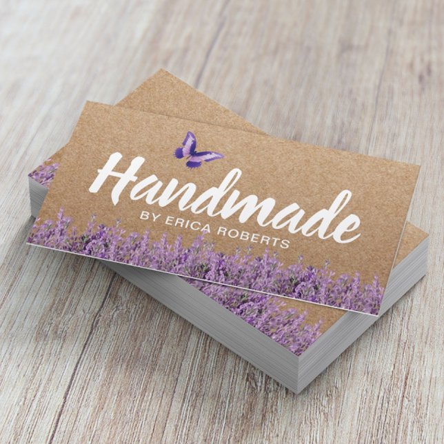 Carte De Visite Cadeau artisanal Rustique Kraft Lavender Floral (Créateur téléchargé)